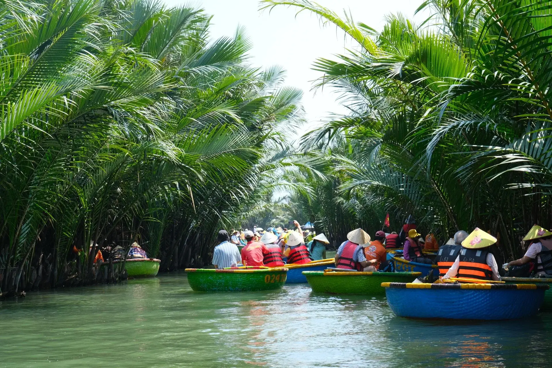 A basket boat ride through the coconut palms of Cam Thanh