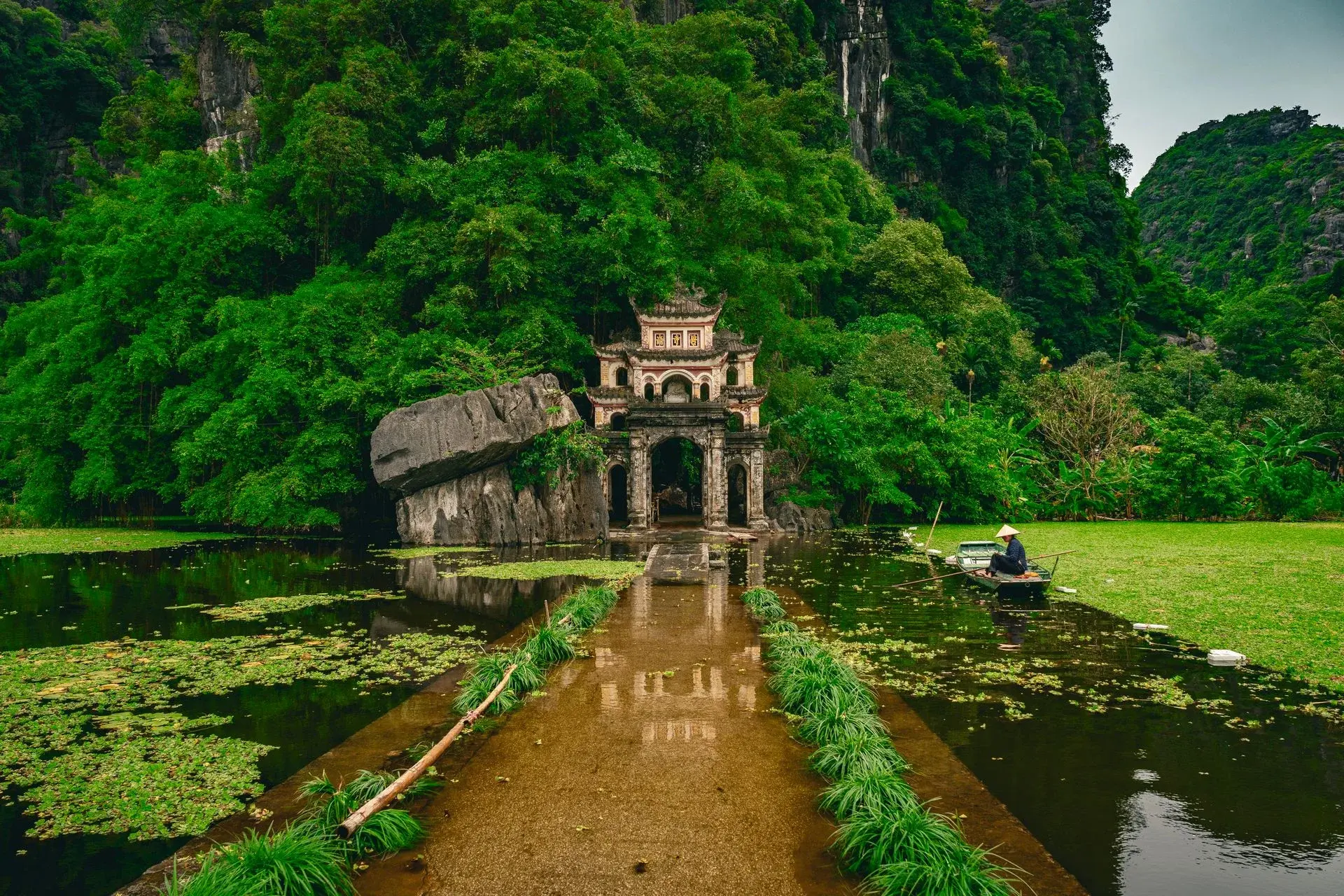 A quiet lakeside corner of Hanoi at golden hour